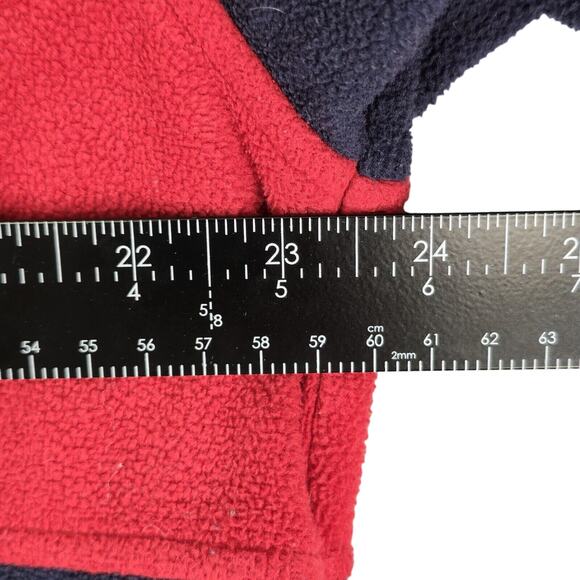 Vintage Tommy Hilfiger Fleece Mens Large Red Blue Rugby Stripe Pullover 2002 - Picture 8 of 9